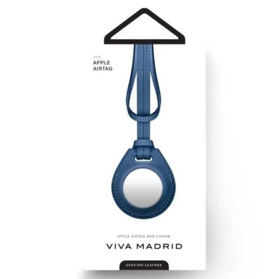 Viva Madrid Airtrax Genuine Leather Bag Charm Case - Navy